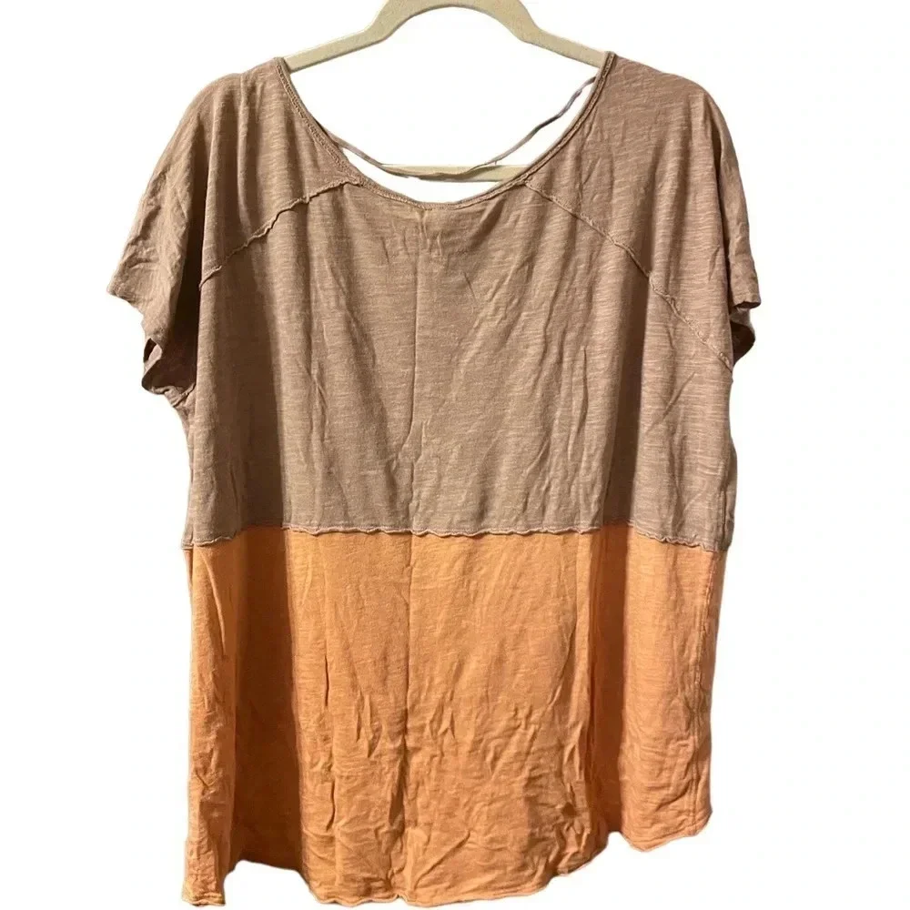 FREE PEOPLE MIDNIGHT COLOR BLOCK TEE